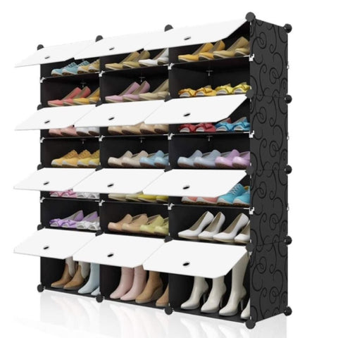 ZUN Portable Shoe Rack Organizer 48 Pair Tower Shelf Storage Cabinet Stand Expandable for Heels, Boots, 72352071