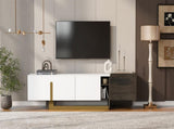 VIBE HAUS 66.7'' Light Luxury TV Stand for TVs up to 70 Inches, Modern TV Cabinet with Metal Legs, 1 N724P321446K
