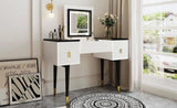 ZUN 43.3" Modern Vanity Table Set with Flip-top Mirror and LED Light, Dressing Table with Customizable 01630421