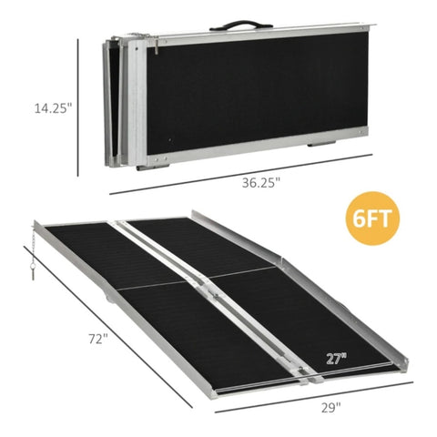 ZUN 6' Threshold Ramp,Portable Wheelchair Ramp,Carpeted Foldable Handicap Ramp 97227882