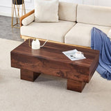 ZUN Modern Simple Walnut Colored Texture Sticker MDF Coffee Table - 43.3"x21.6"x17.2" Practical W1151P230543