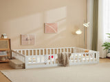 Fence Bed With Door With Board White Painted Pine Queen Children's Bed 95870434