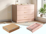 3-Drawer Chest with Faux Rose Gold Handles Drawer Dresser 22.05*12.99*25.98in Pink 03954051