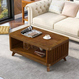 Rectangular Wood Coffee Table for Living Room, 41.5-Inch Coffee Table with Solid Wood Legs, Wood W1202P177315