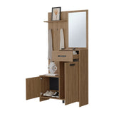 Natural Oak Hall Tree Multistorage with 1-Mirror and Adjustable Legs B062P290249