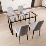 51" 4 person glass dining table set, kitchen set with black metal leg dining table and chairs, 56815598