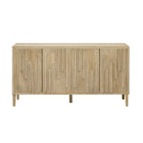U_Style 59.8" 4-Door Sideboard,Hidden Handle,Distinctive Solid Ash Veneer Buffet with Storage, N711P290714O