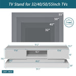 ZUN 51.18inch WHITE morden TV Stand with LED Lights,high glossy front TV Cabinet,can be assembled in 25505935