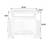 Outdoor Wicker Bar Cart, Patio Wine Serving Cart w/Wheels , Rolling Rattan Beverage Bar Counter W640P253282