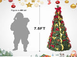 6FT Pop-Up Christmas Tree with 150 Warm White UL Lights Pre-Decorated with Red & Gold Ornaments, T3637P338571