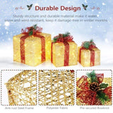 3pcs 10 inch-8 inch-6 inch Golden Gift Box Garden Gift Box Decoration 5M Long Power Cord US Plug 90352277