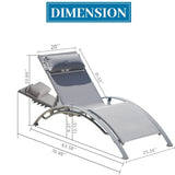 Outdoor Chaise Lounge Set of 2 Patio Recliner Chairs with Adjustable Backrest and Removable Pillow W1859109689