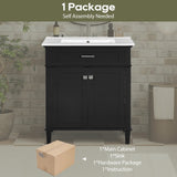 ZUN 30-inch bathroom vanity with ceramic basin, soft close door and adjustable shelves N729P173380B