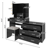 Large Makeup Vanity with Lights, Vanity Table with Charging Station, Vanity Desk with Mirror and 10 53245964