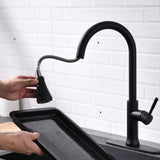 ZUN FLG Touch-On Kitchen with Pull Down Sprayer Single Handle Brass Touch Activated Kitchen Sink W1932126990