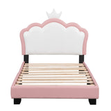 Twin size Upholstered Princess Bed With Crown Headboard,Twin Size Platform Bed with Headboard and N733P180807H