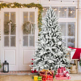 ZUN 6FT PE&PVC Flocked Artificial Christmas ,With 1100 branch tips and metal stand,Foldable Fake W1773P199059