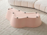 50 Inch Unique Shape Coffee Table Sturdy Fiberglass Tea Table for Living Room No Need Assembly PINK W876P452392