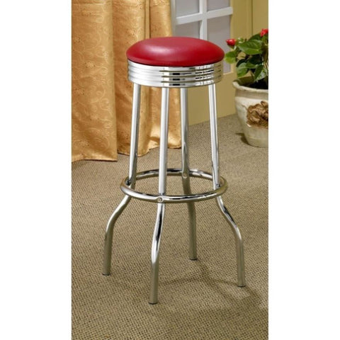 ZUN Red and Chrome Bar Height Stool B062P153506