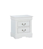 1pc White Finish Two Drawers Louis Philip Nightstand Solid Wood Contemporary & Simple Style B01181968