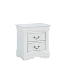 ZUN 1pc White Finish Two Drawers Louis Philip Nightstand Solid Wood Contemporary & Simple Style B01181968