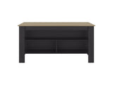 Ruso Kitchen Island, 3 Spacious open Shelves, Modern Design, Black Wengue / Natural Oak B097P474318