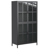 Premium Black Metal Storage Cabinet with Tempered Glass Doors, Adjustable Shelves, Anti-Tipping T2398P263577