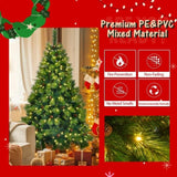 ZUN 6FT Grass Green Christmas Tree, Large Branches Pine Tree, Pre-Lit Set with Tree & Garland & Wreath, N704P198445F