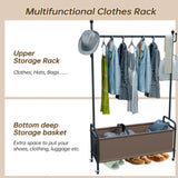 ZUN 1pc, Clothes Rack with Wheels, Rolling Clothing Rack for Hanging Clothes, Heavy Duty Clothes 88942830