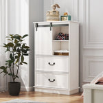 ZUN 51'' Farmhouse Drawer Chest with Sliding Door, Multi-Storage Drawer Dresser with 5 Drawers and W2557P210245