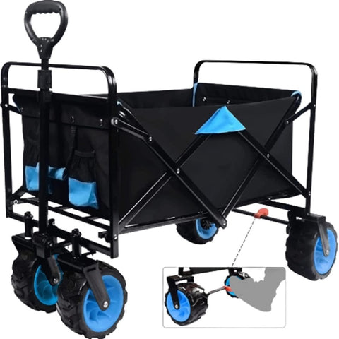 ZUN Collapsible Heavy Duty Beach Wagon Cart Outdoor Folding Utility Camping Garden Beach Cart with 95262678