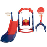 ZUN 5 in 1 Slide and Swing Playing Set, Toddler Extra-Long Slide with 2 Basketball Hoops, Football, W2181P149199