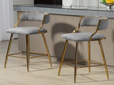 SET OF 2,26'' Counter height bar stools Corduroy kitchen island counter bar stool with back,golden 23451115