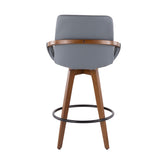 Cosmo Mid-Century Counter Stool in Walnut and Grey Faux Leather by LumiSource B202P222363