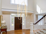High Ceiling Chandelier Modern LED Ring Pendant Light 3 Color Dimmable Gold Chandeliers Contemporary 87694534