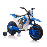 ZUN 12V Kids Ride on Toy Motorcycle, Electric Motor Toy Bike with Training Wheels for Kids 3-6, Blue W2181P156752