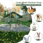 ZUN Large Metal Chicken Coop, Walk-in Chicken Run,Galvanized Wire Poultry Chicken Hen Pen Cage, Rabbits W2505P184744