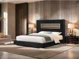 Contemporary Style Black Color 1pc Eastern King Size Bed Upholstered Fabric Bedroom Furniture B2741P439940