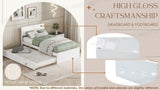 Modern Twin Bed Frame With Twin Trundle For High Gloss Headboard and Footboard With Creamy W697131325