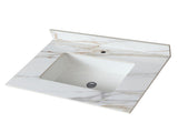31 Inch Marble Vanity Top, Bathroom Vanity Top with Undermount Rectangular Middle Sink and 4" Height 43865004