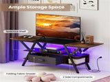 55" LED Light-Up TV Stand - 16 Colors4 Modes, Built-in Charging Station , Rustic 27863091