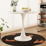 ZUN 31.4 "round table, medieval white marble patterned tulip table, 2-3 person metal base W1727P229041