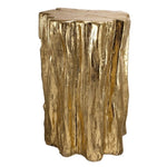 ZUN 13.5x13x20" Unique Golden Tree Trunk Stool, Antique Gold Distressed Accent Side Table W2078P282133