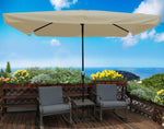 ZUN 10 x 6.5ft Rectangular Patio Umbrella Outdoor Market Umbrellas with Crank and Push Button Tilt for W65627939