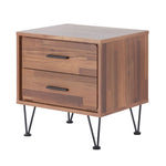 ZUN Walnut 2-Drawer Accent Table with Hairpin Legs B062P181398