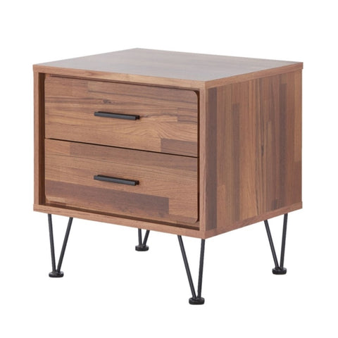 ZUN Walnut 2-Drawer Accent Table with Hairpin Legs B062P181398