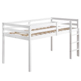 Elevated Cross Bracing Straight Ladder Twin Pine Wooden Bed White 49261436