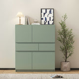 ZUN Green wooden storage cabinet with 4 doors and 2 drawers 44718307