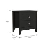 Amara Nightstand , End Table, Side Table Two Shelves, Four Legs -Black B20091819
