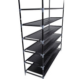 Simple Assembly 10 Tiers Non-woven Fabric Shoe Rack with Handle Black 09118924